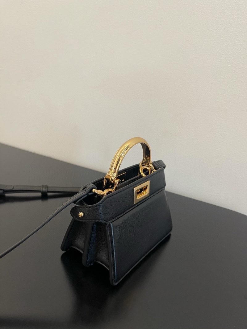 FendiI PEEKABOO ISEEU MICRO 12 BAG IN BLACK CALFSKIN WITH GOLD HARDWARE