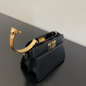 FendiI PEEKABOO ISEEU MICRO 12 BAG IN BLACK CALFSKIN WITH GOLD HARDWARE