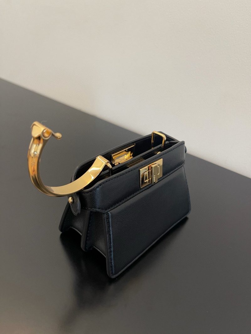 FendiI PEEKABOO ISEEU MICRO 12 BAG IN BLACK CALFSKIN WITH GOLD HARDWARE
