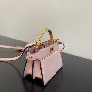 FendiI PEEKABOO ISEEU MICRO 12 BAG IN LIGHT PINK CALFSKIN WITH GOLD HARDWARE