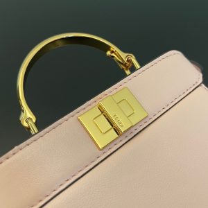 FendiI PEEKABOO ISEEU MICRO 12 BAG IN LIGHT PINK CALFSKIN WITH GOLD HARDWARE