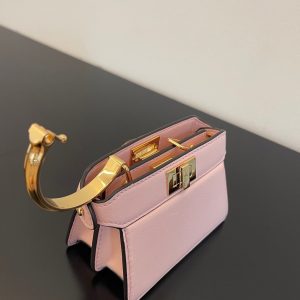 FendiI PEEKABOO ISEEU MICRO 12 BAG IN LIGHT PINK CALFSKIN WITH GOLD HARDWARE