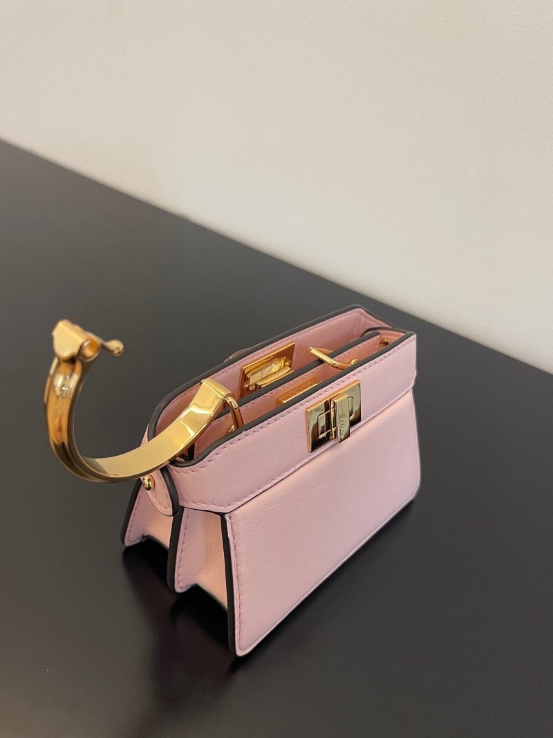 FendiI PEEKABOO ISEEU MICRO 12 BAG IN LIGHT PINK CALFSKIN WITH GOLD HARDWARE
