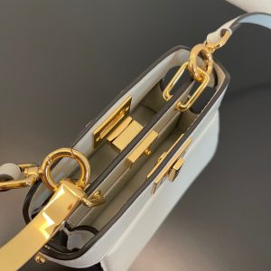 FendiI PEEKABOO ISEEU MICRO 12 BAG IN WHITE CALFSKIN WITH GOLD HARDWARE