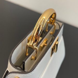 FendiI PEEKABOO ISEEU MICRO 12 BAG IN WHITE CALFSKIN WITH GOLD HARDWARE