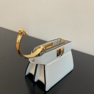 FendiI PEEKABOO ISEEU MICRO 12 BAG IN WHITE CALFSKIN WITH GOLD HARDWARE