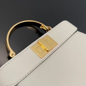 FendiI PEEKABOO ISEEU MICRO 12 BAG IN WHITE CALFSKIN WITH GOLD HARDWARE