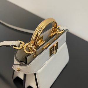 FendiI PEEKABOO ISEEU MICRO 12 BAG IN WHITE CALFSKIN WITH GOLD HARDWARE