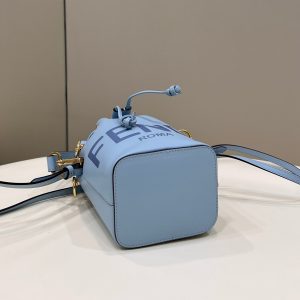 MON TRESOR MINI 18 BAG IN LIGHT BLUE CALFSKIN FF WITH GOLD HARDWARE