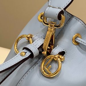 MON TRESOR MINI 18 BAG IN LIGHT BLUE CALFSKIN FF WITH GOLD HARDWARE