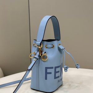 MON TRESOR MINI 18 BAG IN LIGHT BLUE CALFSKIN FF WITH GOLD HARDWARE