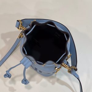 MON TRESOR MINI 18 BAG IN LIGHT BLUE CALFSKIN FF WITH GOLD HARDWARE