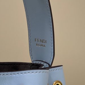 MON TRESOR MINI 18 BAG IN LIGHT BLUE CALFSKIN FF WITH GOLD HARDWARE