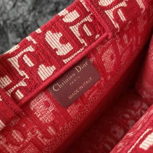 Small CD Book Tote 26.5cm Red Retro Style D Letter Embroidery