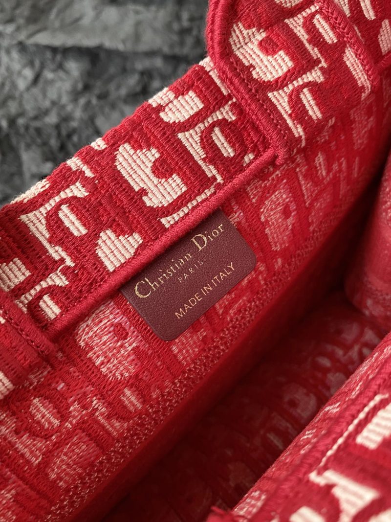 Small CD Book Tote 26.5cm Red Retro Style D Letter Embroidery