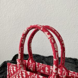 Small CD Book Tote 26.5cm Red Retro Style D Letter Embroidery