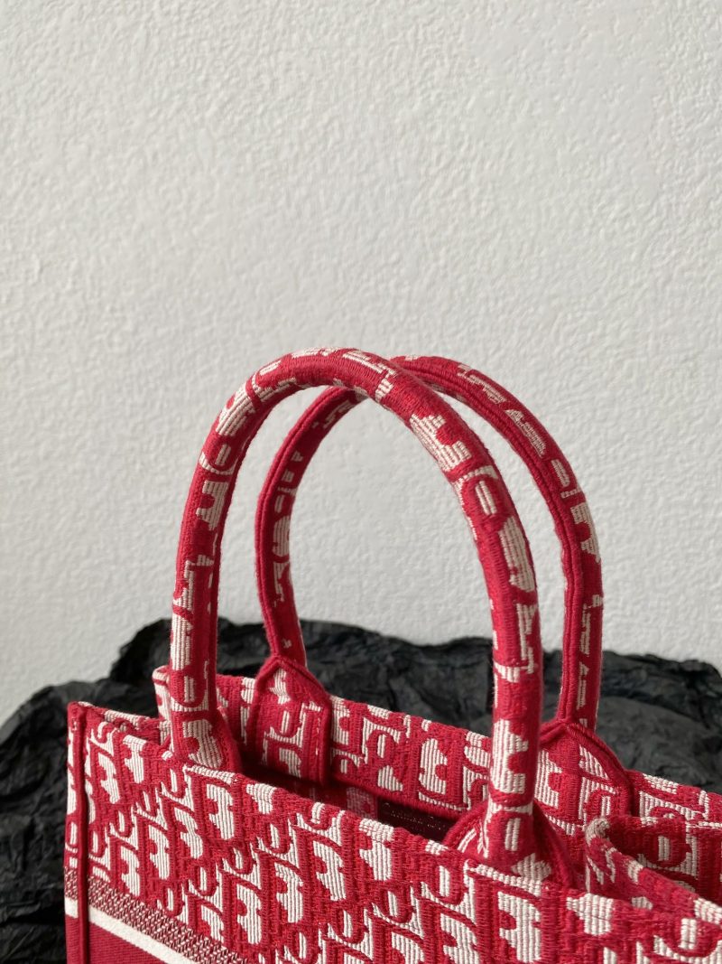 Small CD Book Tote 26.5cm Red Retro Style D Letter Embroidery