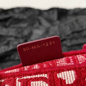 Small CD Book Tote 26.5cm Red Retro Style D Letter Embroidery