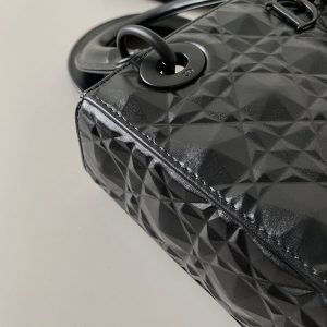 SMALL LADY 20 ALL BLACK LAMBSKIN DIAMOND MOTIF