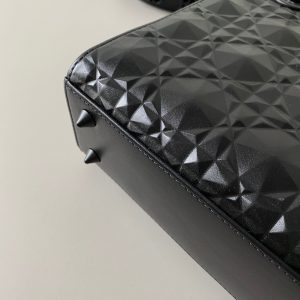 SMALL LADY 20 ALL BLACK LAMBSKIN DIAMOND MOTIF