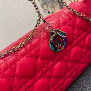 CARO SLIM POUCH 21 BAG IN CHERRY RED CALFSKIN