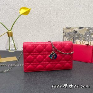 CARO SLIM POUCH 21 BAG IN CHERRY RED CALFSKIN