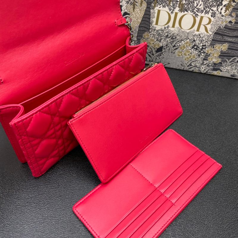 CARO SLIM POUCH 21 BAG IN CHERRY RED CALFSKIN