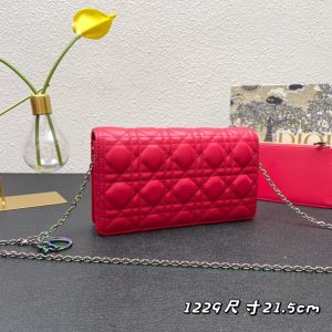 CARO SLIM POUCH 21 BAG IN CHERRY RED CALFSKIN