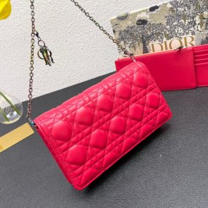 CARO SLIM POUCH 21 BAG IN CHERRY RED CALFSKIN