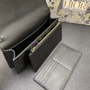 CARO SLIM POUCH 21 BAG IN BLACK CALFSKIN