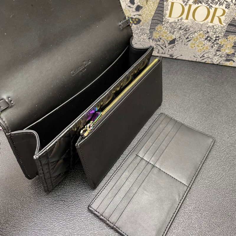 CARO SLIM POUCH 21 BAG IN BLACK CALFSKIN