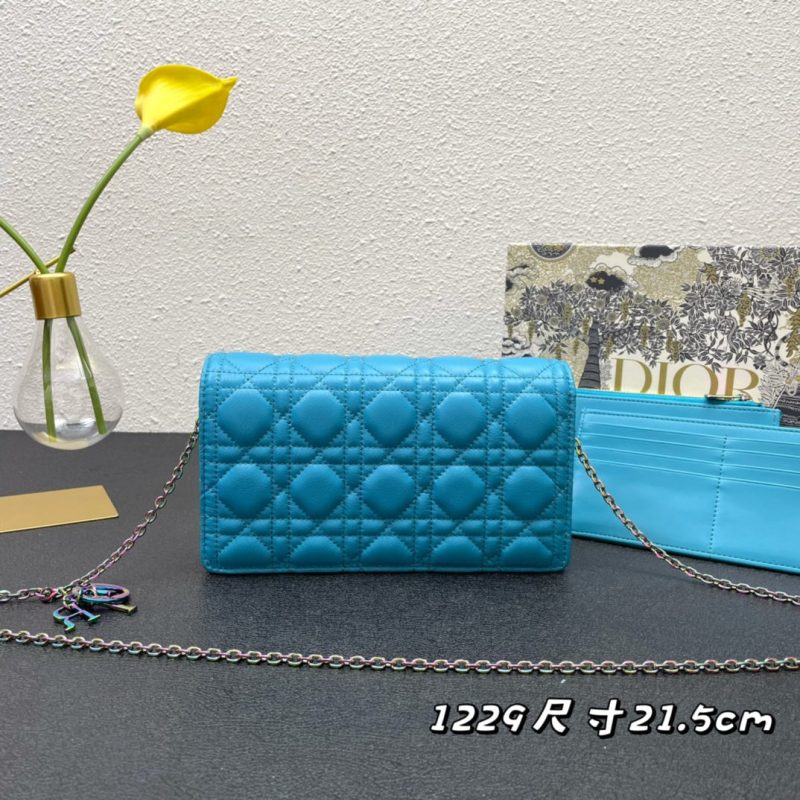 CARO SLIM POUCH 21 BAG IN SKY BLUE CALFSKIN