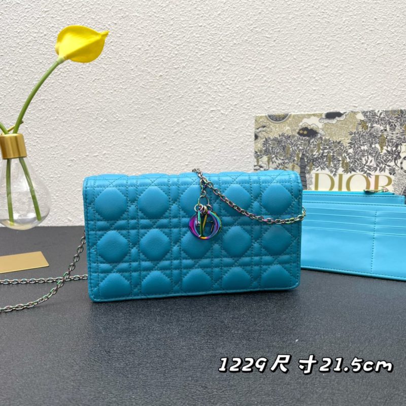 CARO SLIM POUCH 21 BAG IN SKY BLUE CALFSKIN