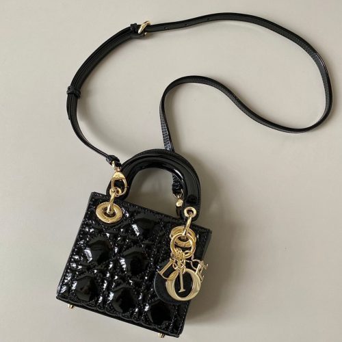 micro lady 12 black patent caslfskin