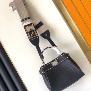 Peekaboo Mini Selleria Bag 23cm black leather shw with 220 hand-sewn stitches