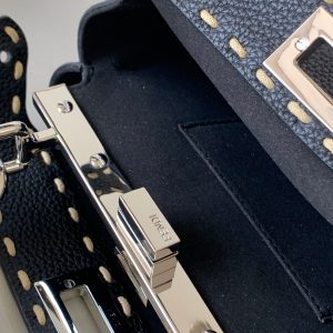 Peekaboo Mini Selleria Bag 23cm black leather shw with 220 hand-sewn stitches