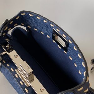 Peekaboo Mini Selleria Bag 23cm blue leather shw with 220 hand-sewn stitches