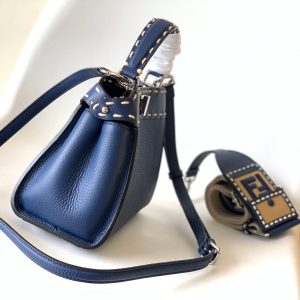 Peekaboo Mini Selleria Bag 23cm blue leather shw with 220 hand-sewn stitches