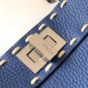 Peekaboo Mini Selleria Bag 23cm blue leather shw with 220 hand-sewn stitches