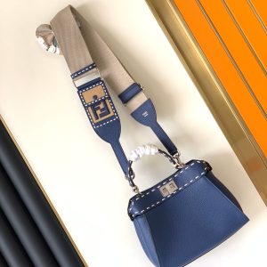 Peekaboo Mini Selleria Bag 23cm blue leather shw with 220 hand-sewn stitches