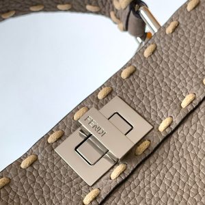 Peekaboo Mini Selleria Bag 23cm brown leather shw with 220 hand-sewn stitches