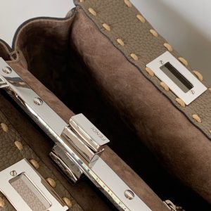 Peekaboo Mini Selleria Bag 23cm brown leather shw with 220 hand-sewn stitches