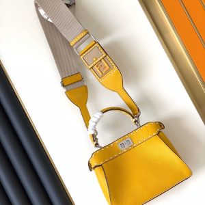 Peekaboo Mini Selleria Bag 23cm yellow leather shw with 220 hand-sewn stitches