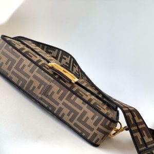 Fendi Baguette 27 Brown FF Jacquard Fabric Bag Ghw
