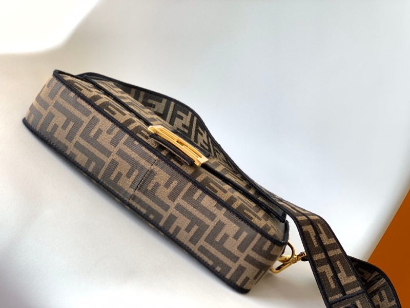 Fendi Baguette 27 Brown FF Jacquard Fabric Bag Ghw