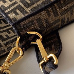 Fendi Baguette 27 Brown FF Jacquard Fabric Bag Ghw