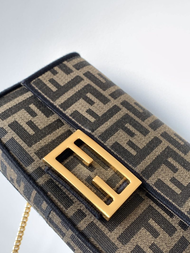 Fendi Baguette 20 Brown FF Jacquard Fabric Bag Ghw