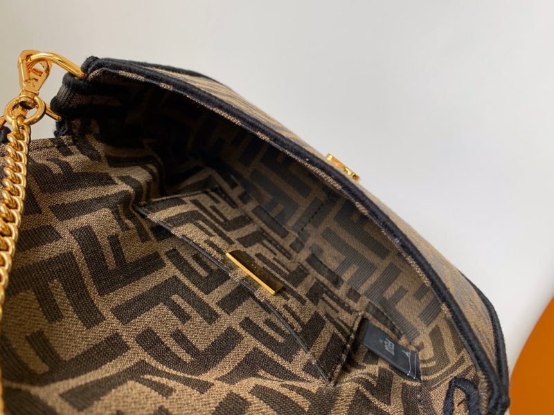 Fendi Baguette 20 Brown FF Jacquard Fabric Bag Ghw