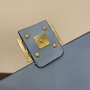 Fendi Baguette 24 Bag With FF Motif Baby Blue Leather Ghw