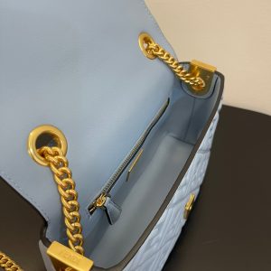 Fendi Baguette 24 Bag With FF Motif Baby Blue Leather Ghw